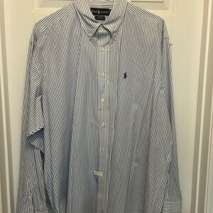 Ralph Lauren Blue Stripe Classic Dress Shirt